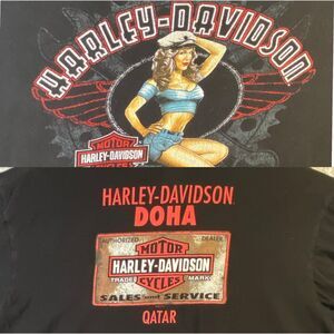 Harley Davidson Doha Qatar 2013 T Shirt Vintage Pin Up Art 2013